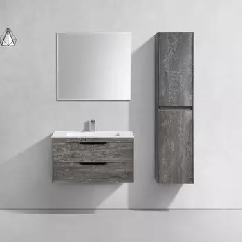 Мебель для ванной комнаты Vincea Chiara 2D 80 см, подвесная, с 2-мя выкатными ящиками, серый камень