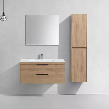 Мебель для ванной комнаты Vincea Chiara 2D 100 см, подвесная, с 2-мя выкатными ящиками, натуральный дуб