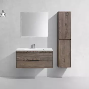 Мебель для ванной комнаты Vincea Chiara 2D 100 см, подвесная, с 2-мя выкатными ящиками, темный дуб