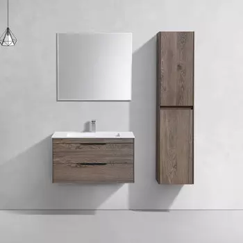 Мебель для ванной комнаты Vincea Chiara 2D 80 см, подвесная, с 2-мя выкатными ящиками, темный дуб