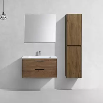 Мебель для ванной комнаты Vincea Chiara 2D 80 см, подвесная, с 2-мя выкатными ящиками, дуб табак