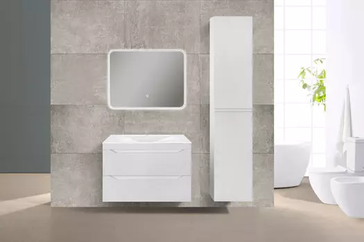 Мебель для ванной комнаты Vincea Fine 80 см G.White (белый глянец) подвесная 2 ящика