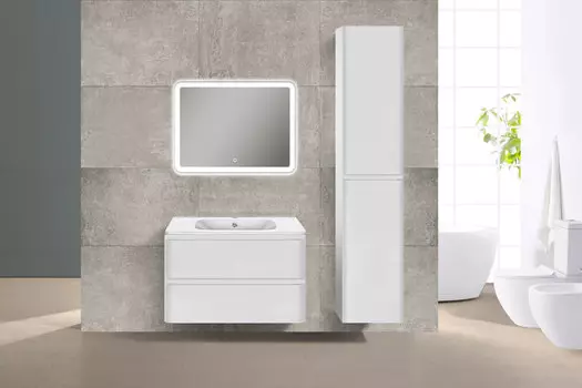 Мебель для ванной комнаты Vincea Vico 80 см G.White (белый глянец) подвесная 2 ящика