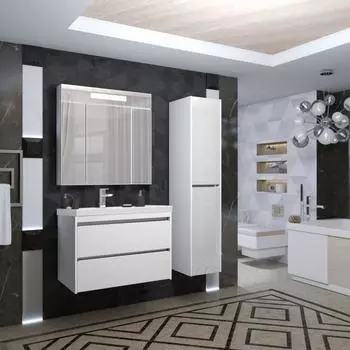 Мебель для ванной Opadiris Фреш 80 см подвесная, 2 ящика, белая