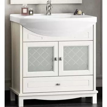 Мебель для ванной Opadiris Омега 75 см напольная, белая матовая