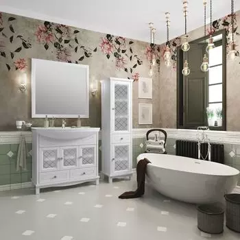 Мебель для ванной Opadiris Омега 85 см напольная, белая матовая