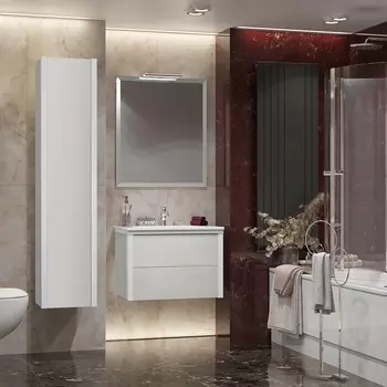 Мебель для ванной Opadiris Рубинно 80 см подвесная, белая глянцевая