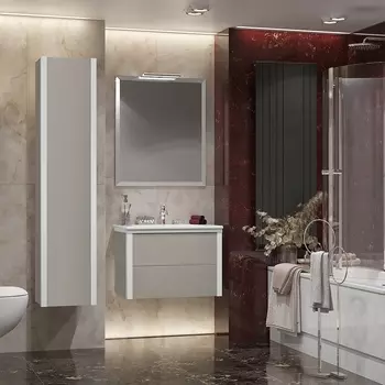 Мебель для ванной Opadiris Рубинно 80 см подвесная, серая глянцевая