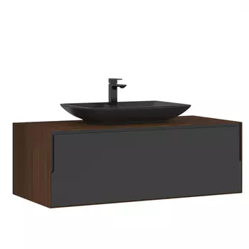 Мебель для ванной ORKA Craft 120 см 2 ящика, подвесная, орех, антрацит