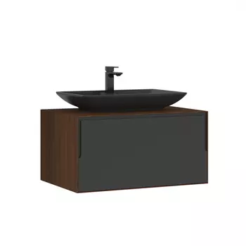 Мебель для ванной ORKA Craft 80 см 2 ящика, подвесная, орех, антрацит