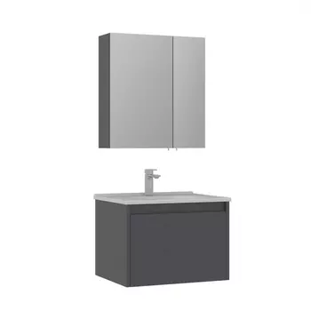 Мебель для ванной ORKA Likya 65 см 1 ящик, подвесная, антрацит матовый