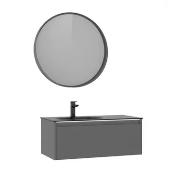 Мебель для ванной ORKA Lisbon 90 см 1 ящик, подвесная, темно-серая матовая