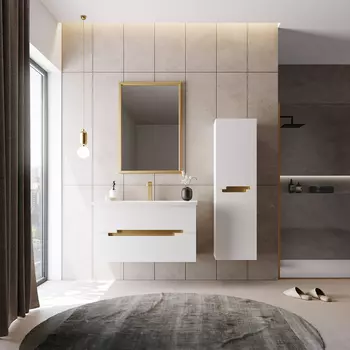 Мебель для ванной ORKA Lodi 100 см белая, золото, подвесная