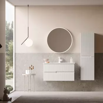 Мебель для ванной ORKA Moonlight 90 см 2 ящика, подвесная, белая матовая