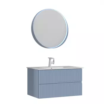 Мебель для ванной ORKA Moonlight 91 см 2 ящика, подвесная, голубая матовая