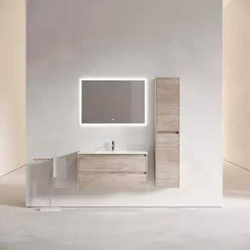 Мебель для ванной Sancos Libra 100 см подвесная, 2 ящика, дуб галифакс натуральный