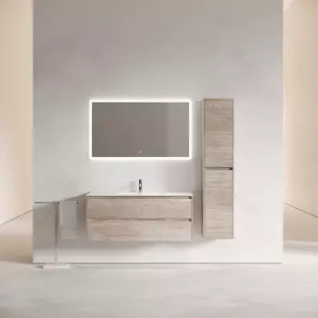 Тумба с раковиной Sancos Libra LB120-1EG 120 см подвесная, 2 ящика, дуб галифакс натуральный