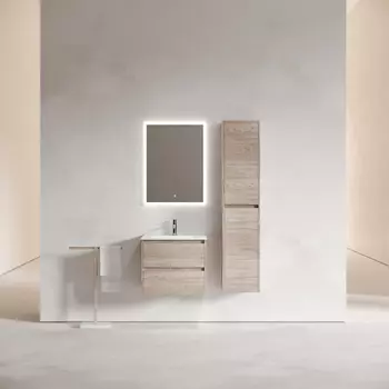 Тумба с раковиной Sancos Libra LB60EG 60 см подвесная, 2 ящика, дуб галифакс натуральный