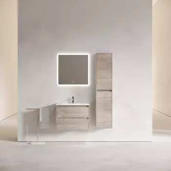 Тумба с раковиной Sancos Libra LB70EG 70 см подвесная, 2 ящика, дуб галифакс натуральный