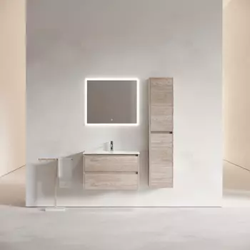 Тумба с раковиной Sancos Libra LB80EG 80 см подвесная, 2 ящика, дуб галифакс натуральный