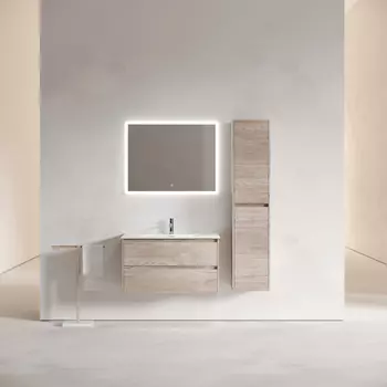 Тумба с раковиной Sancos Libra LB90EG 90 см подвесная, 2 ящика, дуб галифакс натуральный