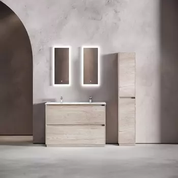 Тумба с раковиной Sancos Libra Floor LB120F-2EG 120 см напольная, 2 ящика, раковина с двумя чашами, дуб галифакс натуральный