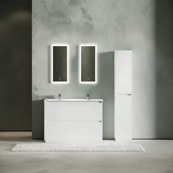 Тумба с раковиной Sancos Libra Floor LB120F-2W 120 см напольная, 2 ящика, раковина с двумя чашами, белая