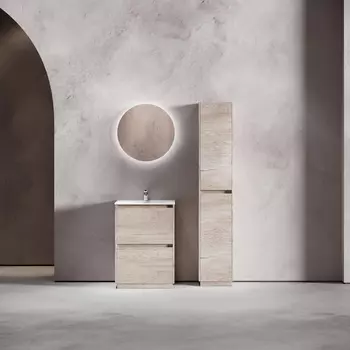 Тумба с раковиной Sancos Libra Floor LB60FEG 60 см напольная, 2 ящика, дуб галифакс натуральный