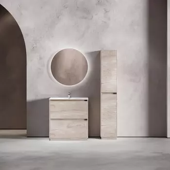 Тумба с раковиной Sancos Libra Floor LB80FEG 80 см напольная, 2 ящика, дуб галифакс натуральный