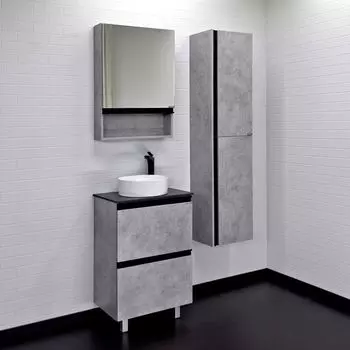 Мебель для ванных комнат Comforty Эдинбург 60 бетон светлый с круглой раковиной напольный