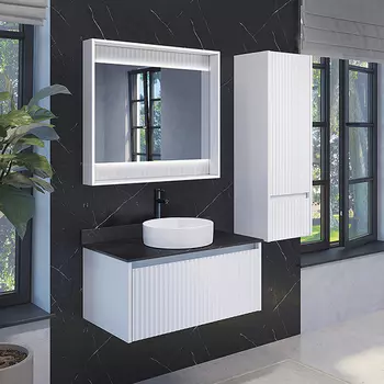 Мебель для ванных комнат Comforty Марсель 90 белый матовый с круглой раковиной