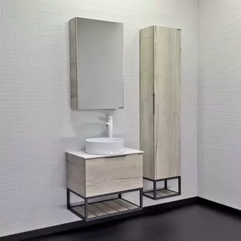 Мебель для ванных комнат Comforty Порто 60 дуб дымчатый с круглой раковиной