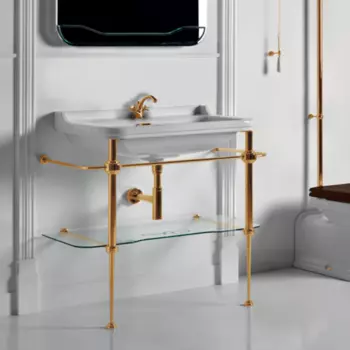 Консоль с раковиной Kerasan Waldorf 118 см золото