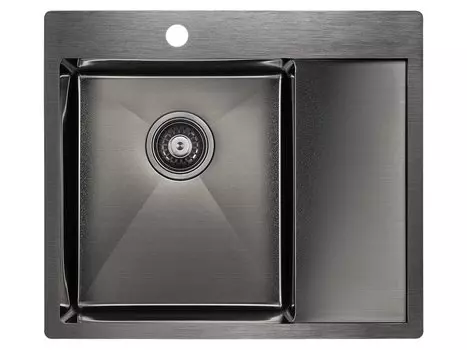 Кухонная мойка Paulmark Flank 59 см PM225951-GML вороненая сталь, левая
