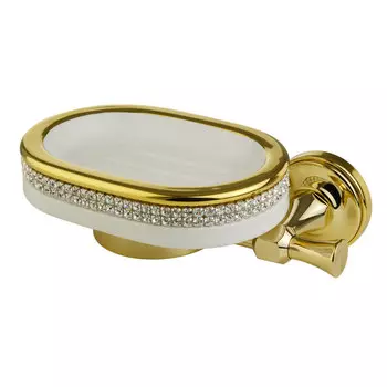 Мыльница настенная Migliore Dubai 31240 белый, золото, swarovski