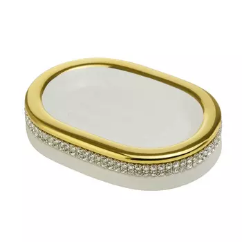 Мыльница настольная Migliore Dubai 26961 белый, золото, swarovski