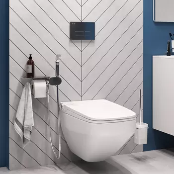 Набор: подвесной унитаз с гигиеническим душем Am.Pm Inspire V2.0 CK50H0603W безободковый, с сиденьем микролифт, белый, хром