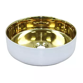 Накладная раковина Azario 36 см AZ-3134-ST-WG белая, золото