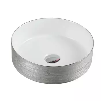 Накладная раковина Azario 36 см AZ-3134-ST-SW белая, серебро