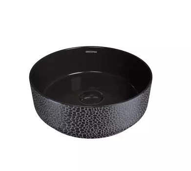 Накладная раковина Grossman Color 36 см GR-5010BBL черная с декором
