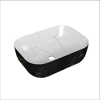 Накладная раковина Point Вега 46 см PN43711WB белая с черным