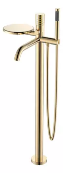 Напольный смеситель для ванны Boheme Stick 129-GG золото с золотой ручкой gold diamond gold