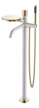 Напольный смеситель для ванны Boheme Stick 129-WG.2 белый с золотой ручкой white touch gold
