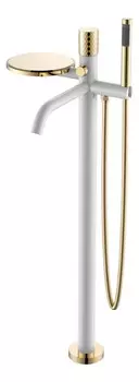 Напольный смеситель для ванны Boheme Stick 129-WG белый с золотой ручкой white diamond gold