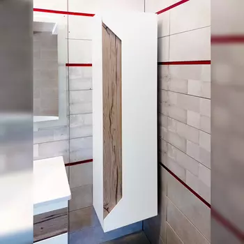 Пенал Бриклаер Брайтон 163 см белый матовый, дуб кера