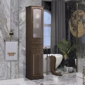 Пенал напольный Opadiris Риспекто 40 00-00005840, с бельевой корзиной, орех антикварный, левый, вар. 2