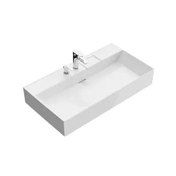 Подвесная раковина Kerama Marazzi Logica 90 см LO.wb.90.2 с двумя отверстиями под смеситель, белая глянцевая