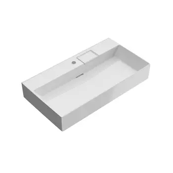 Подвесная раковина Kerama Marazzi Logica 90 см LO.wb.90.1 с отверстием под смеситль, белая глянцевая