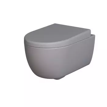 Подвесной унитаз Ambassador Abner 103T20301R-102T20301 безободковый, с сиденьем микролифт, серый матовый