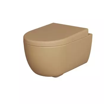 Подвесной унитаз Ambassador Abner 103T20501R-102T20501 безободковый, с сиденьем микролифт, коричневый матовый